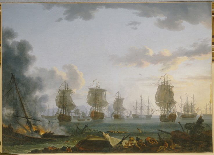 The Return of the Russian fleet after the naval Battle of Chesma à Jacob Philipp Hackert