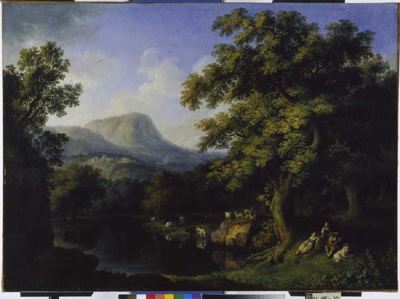 Landschaft mit Motiven aus dem Aniotal und Ariccia à Jacob Philipp Hackert