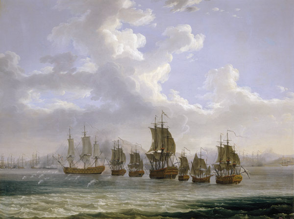 The Russian Fleet on the Hunt for Turkish Ships at the Bay of Egypt à Jacob Philipp Hackert