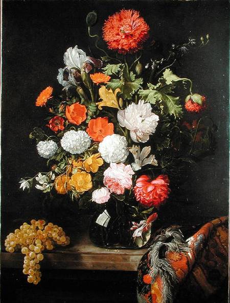 Still life of Flowers and grapes à Jacob Rootius