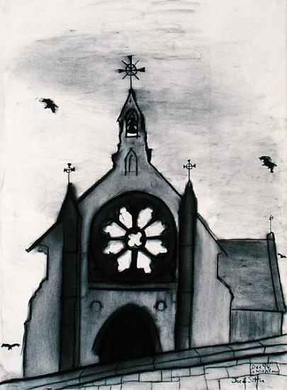 Irish Church, 1994 (charcoal on paper)  à Jacob  Sutton