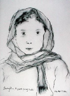 Banafha, Kabul, Afghanistan, 22nd April 2002 (charcoal on paper) 