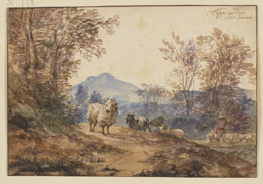 Landschaft mit Schafen und Ziegen à Jacob van der Does l'Ancien