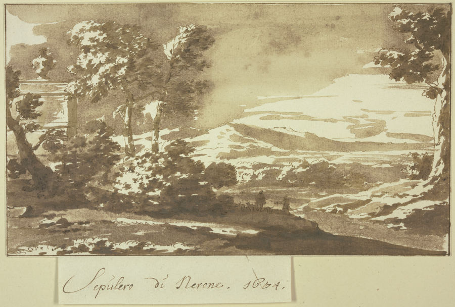 Landschaft mit dem Grabmal des Publio Vibio Mariano, landläufig bekannt als die Tomba di Nerone à Jacob van der Ulft