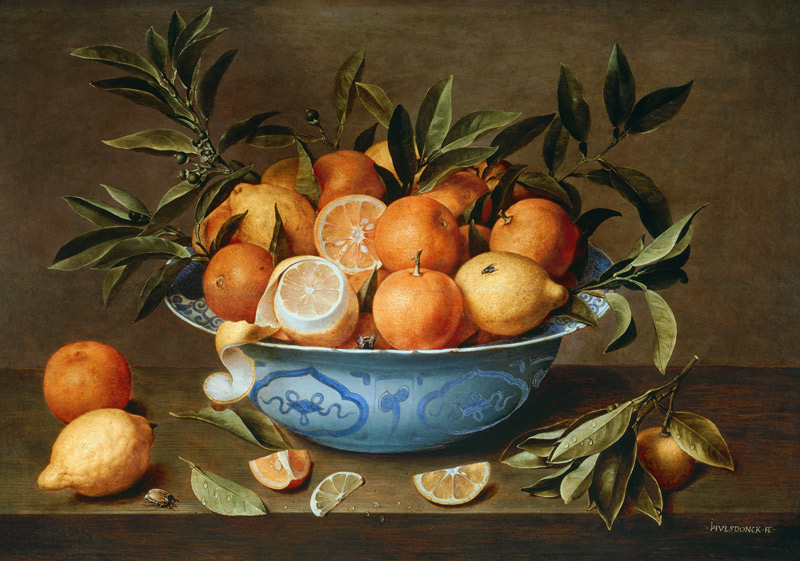 Still Life with Oranges and Lemons in a Wan-Li Porcelain Dish à Jacob van Hulsdonck