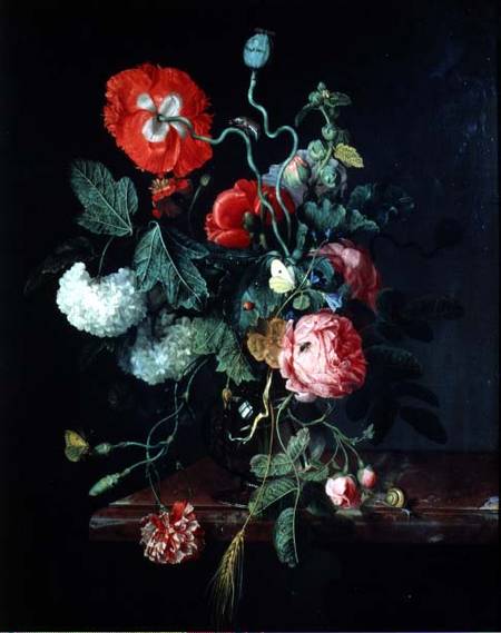 Flowers in a Glass Vase à Jacob van Walscapelle