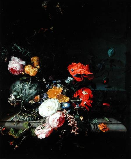 Still Life with Flowers and Insects à Jacob van Walscapelle