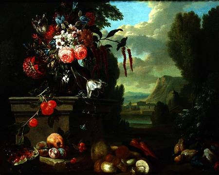 Flowers in a vase à Jacobus Melchior van Herck