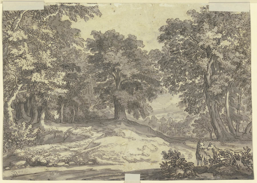 Landschaft mit zwei Hunden à Jacobus van Liender
