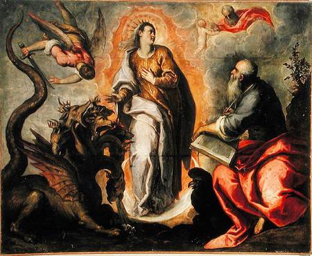 Woman fleeing the dragon à Jacopo Palma le Jeune (Palma il Giovane)