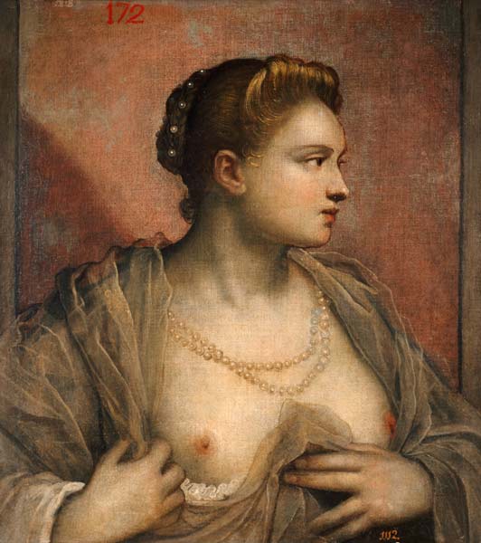 Tintoretto / Woman with Uncovered Breast à Jacopo Robusti Tintoretto