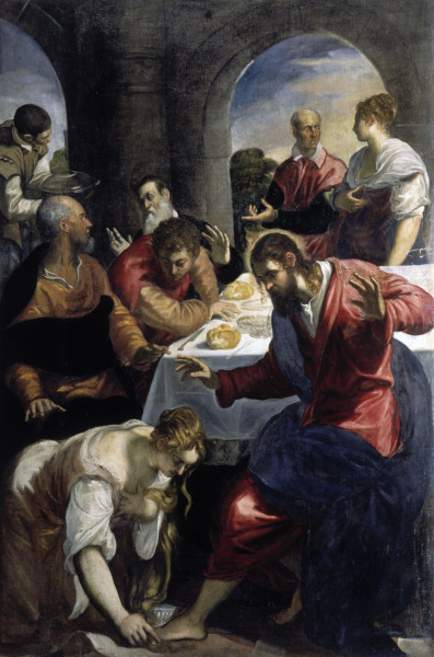 Banquet in house of Simon / Tintoretto à Jacopo Robusti Tintoretto