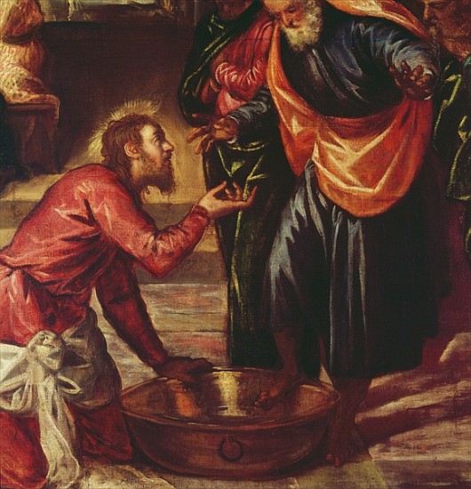 Christ Washing the Feet of the Disciples (detail of 69587) à Jacopo Robusti Tintoretto