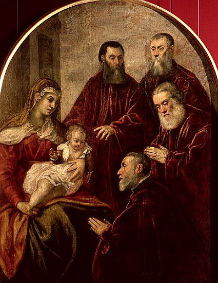 Madonna and child with four Statesmen à Jacopo Robusti Tintoretto
