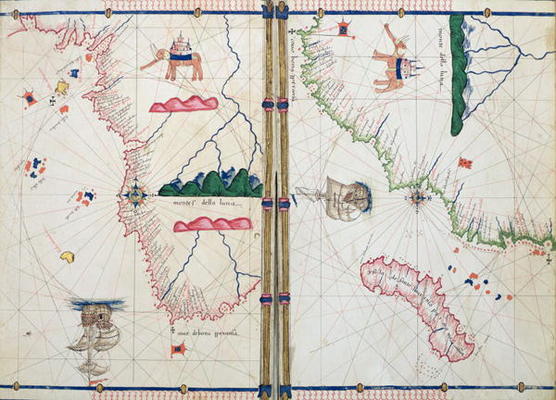 Ms Ital 550.0.3.15 fol.4v-5r Map of Africa and the Cape of Good Hope, from the 'Carte Geografiche' ( à Jacopo Russo