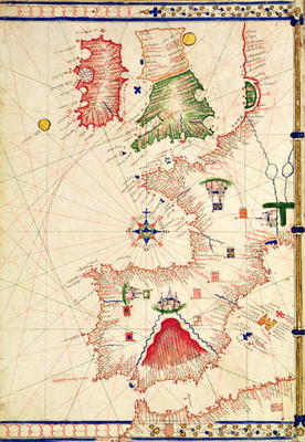 Ms Ital 550.0.3.15 fol.2r Map of Europe, from 'Carte Geografiche' (vellum) à Jacopo Russo