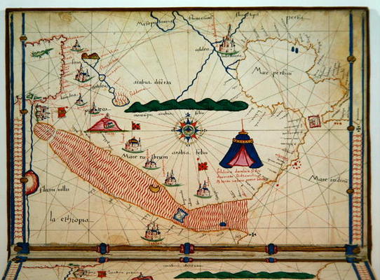 Ms Ital 550.0.3.15 fol.5v Map of the Red Sea, from the 'Carte Geografiche' (vellum) à Jacopo Russo