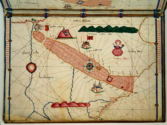 Ms Ital 550.0.3.15 fol.6r Map of Egypt, from the 'Carte Geografiche' (vellum) à Jacopo Russo