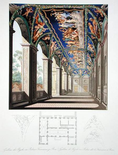 The Gallery of Psyche at the Villa Farnesina, Rome, from a set of twelve engravings à Jacques Belly