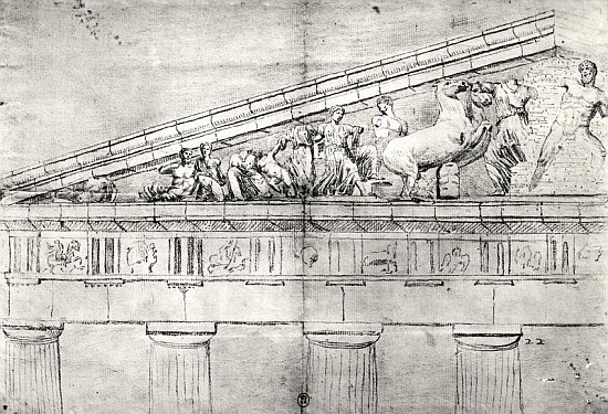 Study of a pediment from the Parthenon à Jacques Carrey