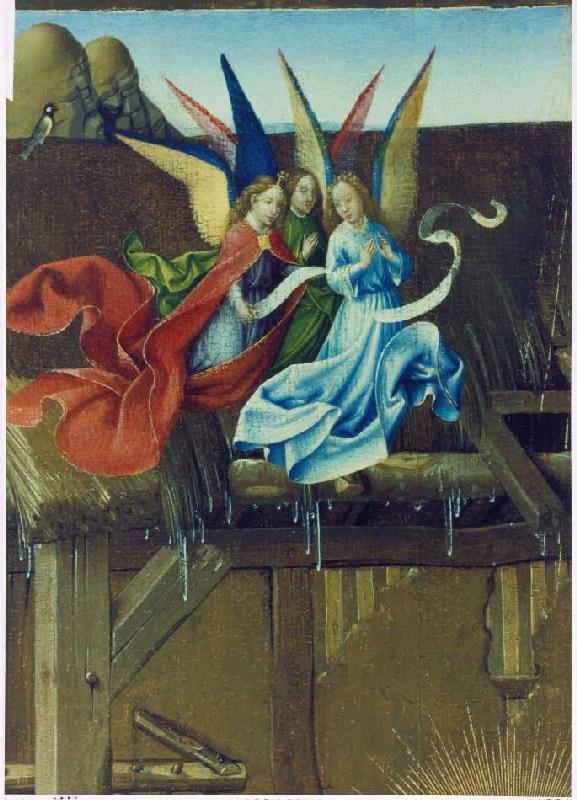 Naissance du Christ. Détail : Trois anges à Jacques Daret