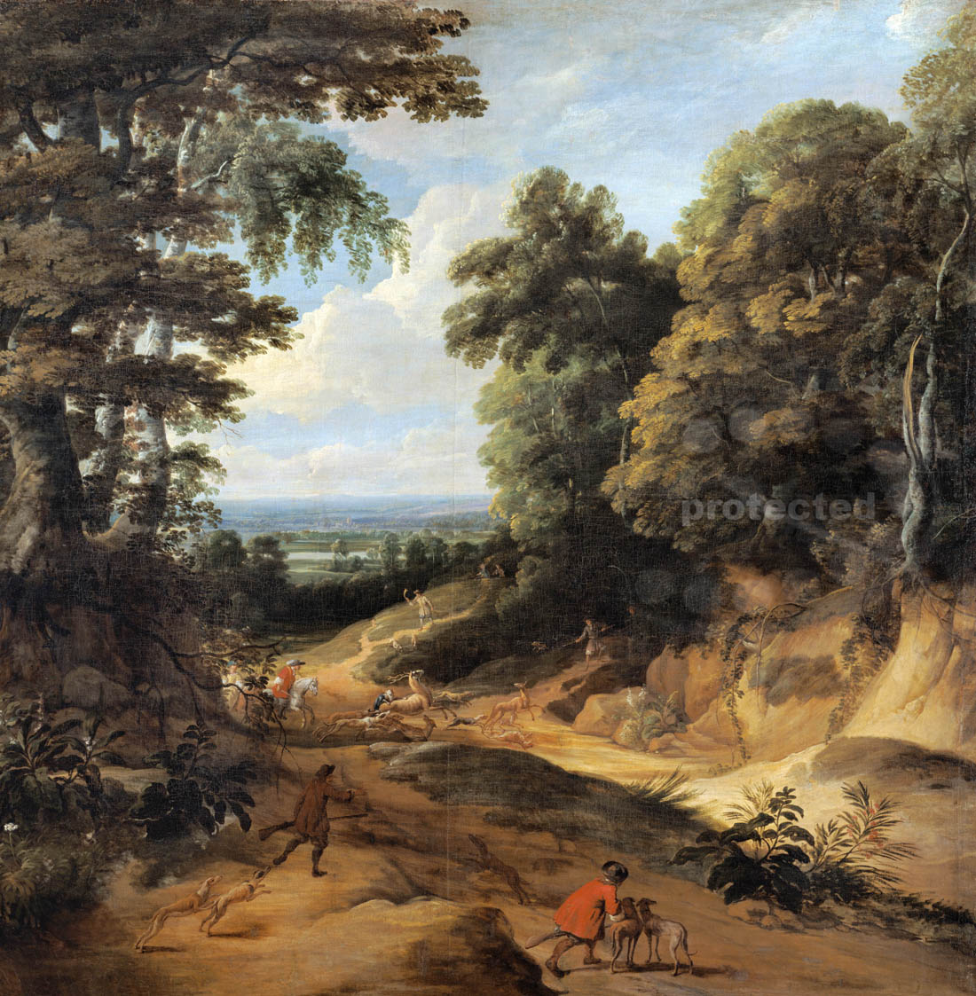 Paysage lors d'une chasse aux cerfs. à Jacques d'Arthois