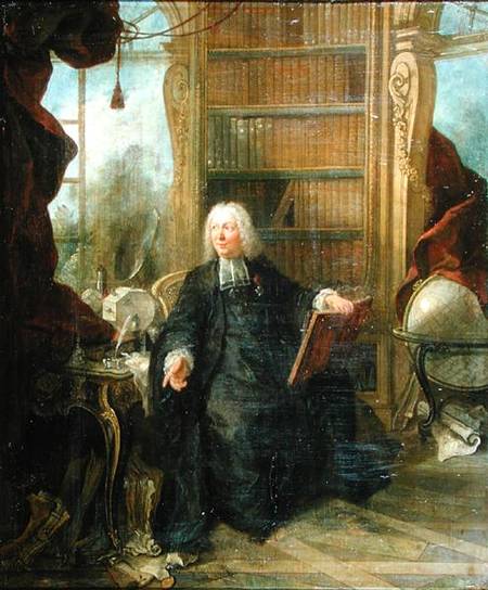 Abbot Nollet (1700-70) in his study, in chateau de la Muette optical pavilion à Jacques Lajoue