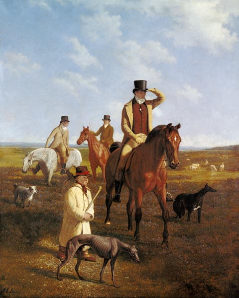portrait de Lord Rivers à cheval avec ses amis à Jacques-Laurent Agasse