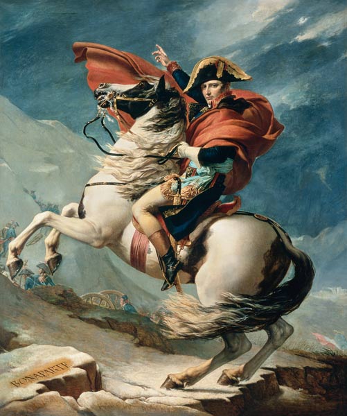 Napoleon Crossing the Alps on 20th May 1800 à Jacques Louis David