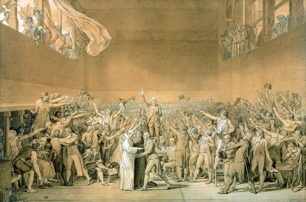 Serment du jeu de paume, 20 juin 1789 (ébauche au crayon, 1791) à Jacques Louis David