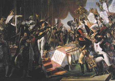 The Distribution of the Eagle Standards, 5th December 1804, detail of the standard bearers à Jacques Louis David