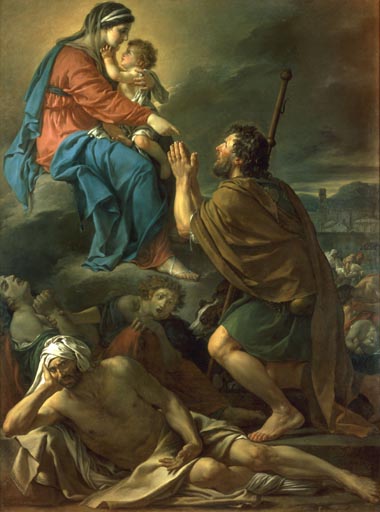Saint Roch intercedant la Vierge pour la guerison des pestiferies à Jacques Louis David