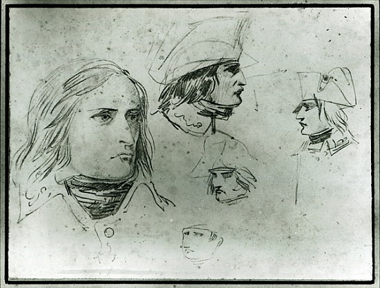 Sketches of Napoleon Bonaparte, 1797 (pencil) à Jacques Louis David