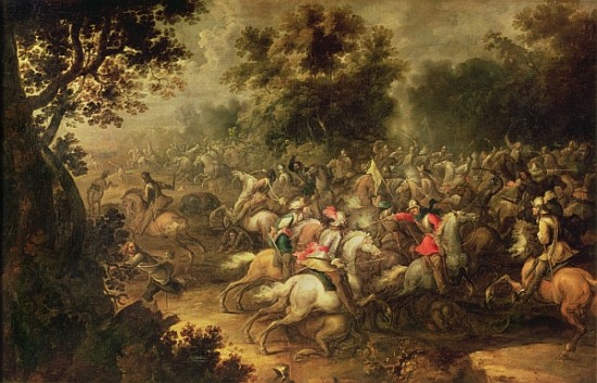 Battle of the cavalrymen à Jacques (Le Bourguignon) Courtois