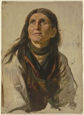 Bildnis einer lächelnden Bäuerin mit offenem Haar