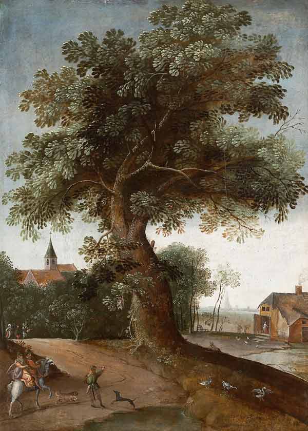 Landschaft mit großem Baum. à Jakob Grimmer