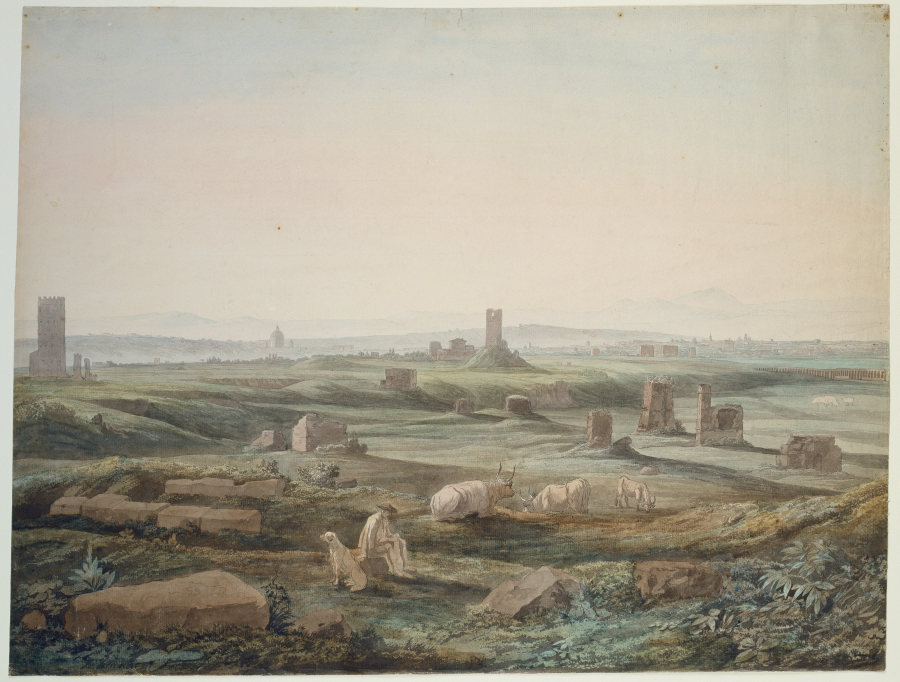 View of the Campagna Romana from the Via Appia à Jakob Philipp Hackert