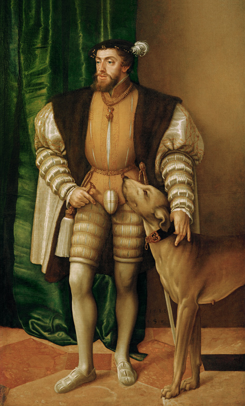 Emperor Charles V with his dog à Jakob Seisenegger