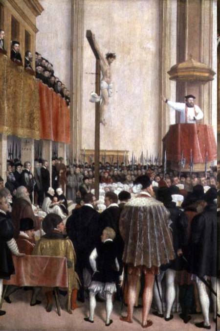 Sermon of the Papal Legate, Cornelius Musso (1511-74), in the Augustinerkirche Vienna on 1561 à Jakob Seisenegger