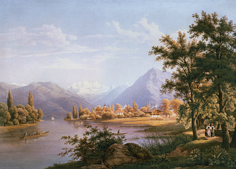 A View of Scherzligen on the Lake of Thun à Jakob Suter