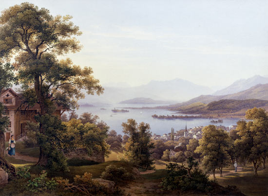A View of Horgen on the Lake of Zurich à Jakob Suter
