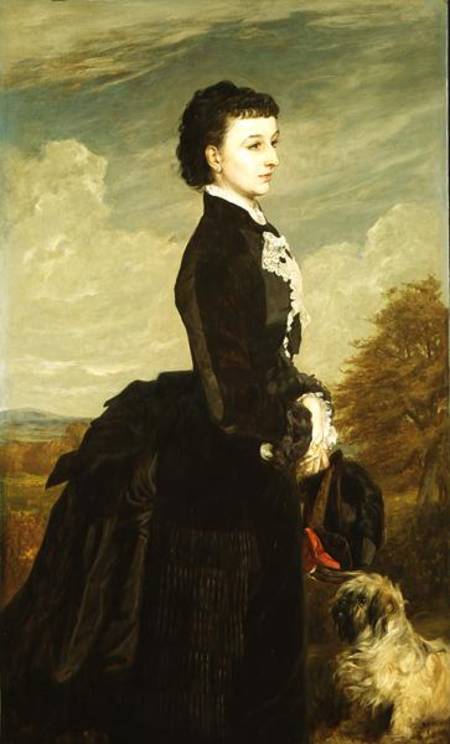 Portrait of a Lady in Black with a Dog à James Archer