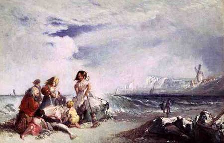 Fisherfolk on the Shore, Salting the Catch, Folkestone à James Baker Pyne