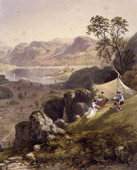 Thirlmere and Wythburn, detail of a sketching party, from 'The English Lake District' à James Baker Pyne