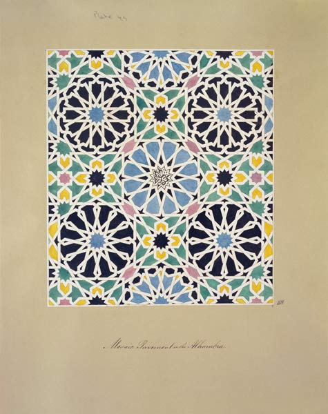 Mosaic Pavement in the Alhambra, from 'The Arabian Antiquities of Spain', published 1815 (w/c on pap à James Cavanagh Murphy
