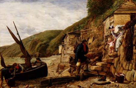 "Welcome, Bonny Boat!" The Fisherman's Return, scene at Clovelly, North Devon à James Clarke Hook