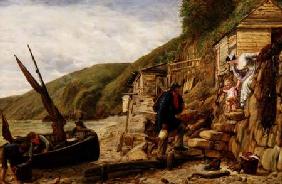 "Welcome, Bonny Boat!" The Fisherman's Return, scene at Clovelly, North Devon