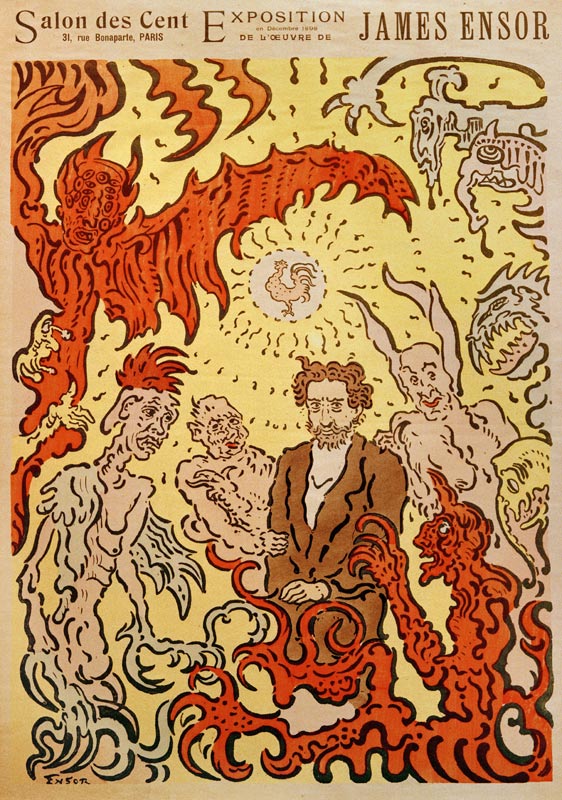 Demons Teasing Me (Démons me turlupinant). Poster for the James Ensor Exhibition at the Salon des Ce à James Ensor