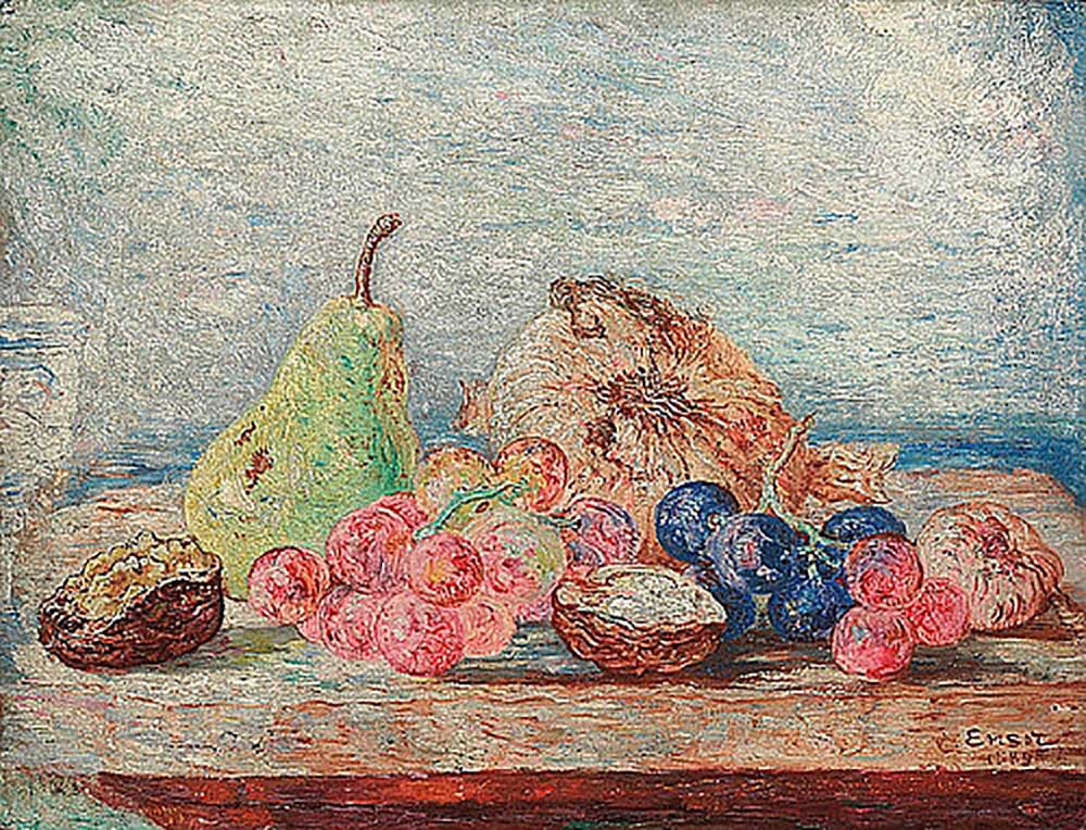 Still life with pear, grapes and nuts à James Ensor