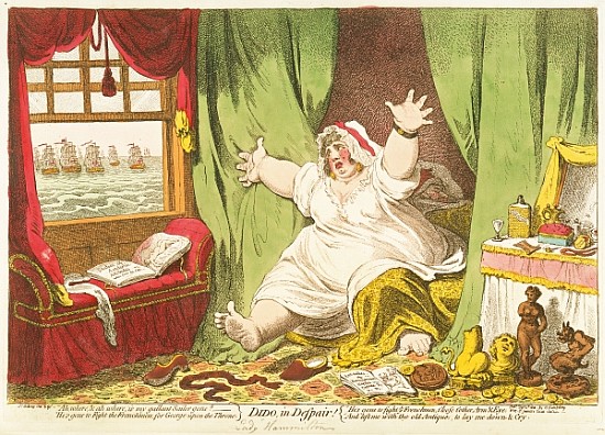 Dido in Despair, published by  Hannah Humphrey à James Gillray